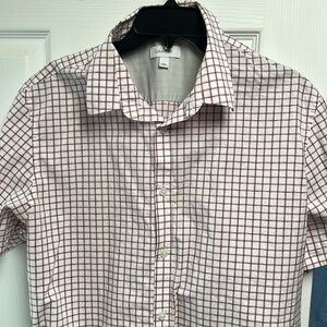 Mens "Calvin Klein" Size L Pink/Grey/White Button down Short Sleeves ❤️